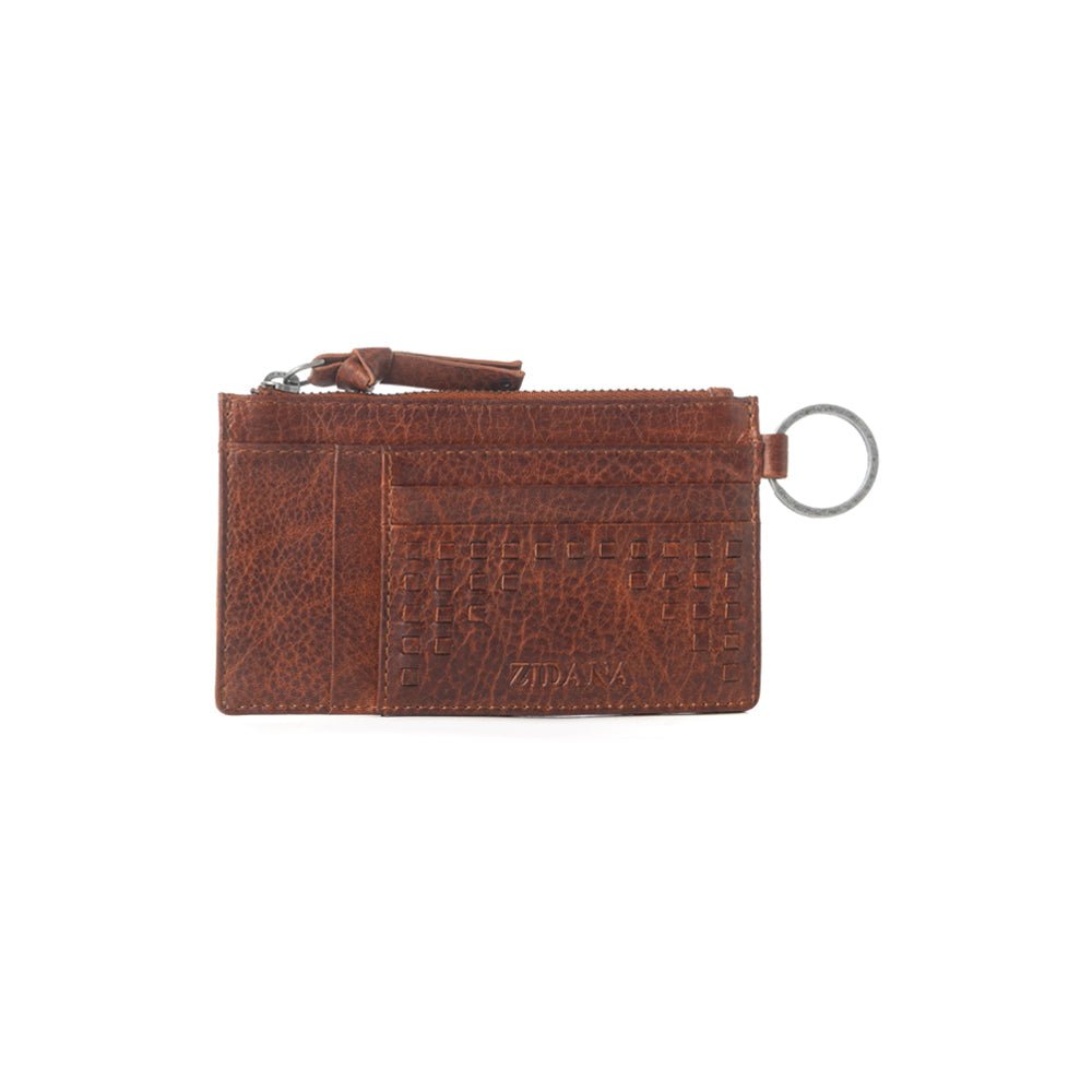 Myra Zidana Vino Braided Veg Tanned Leather Wallet in Chestnut Shine