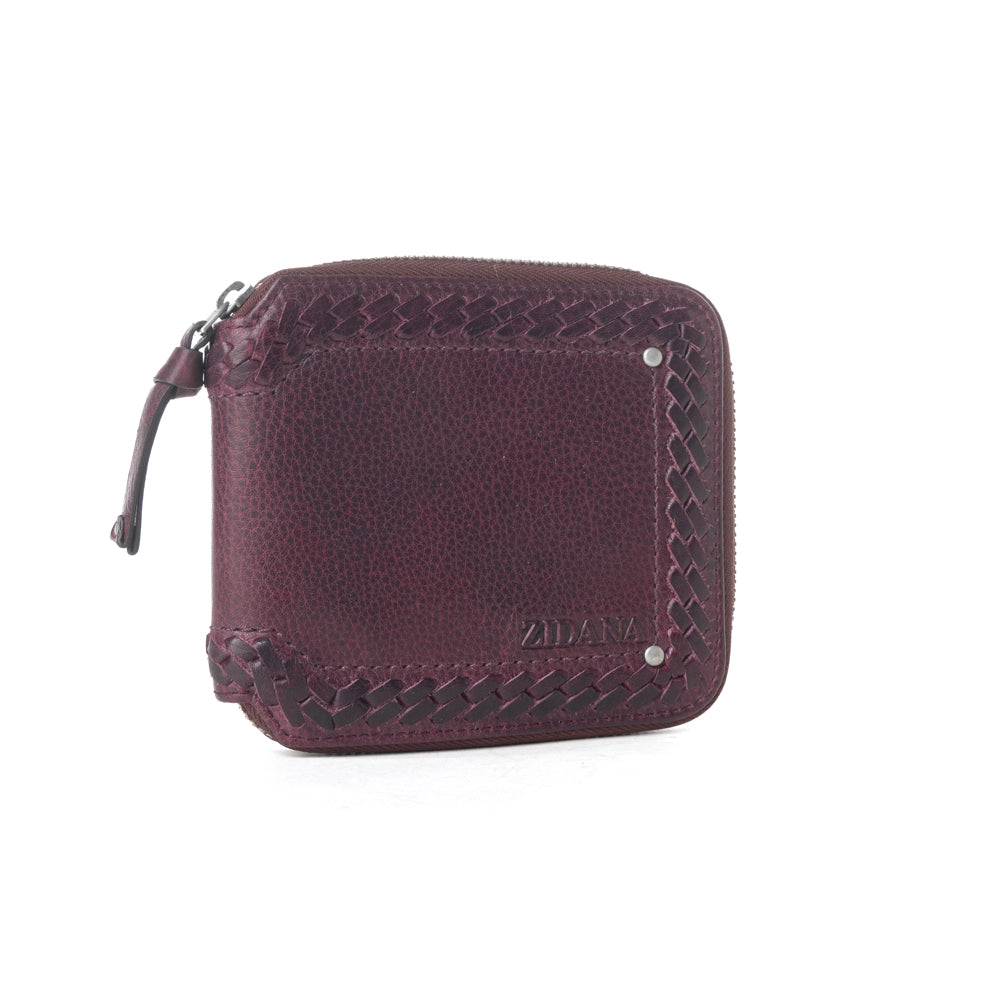 Zidana Dante Men's Veg Tanned Leather Wallet in Plumwood