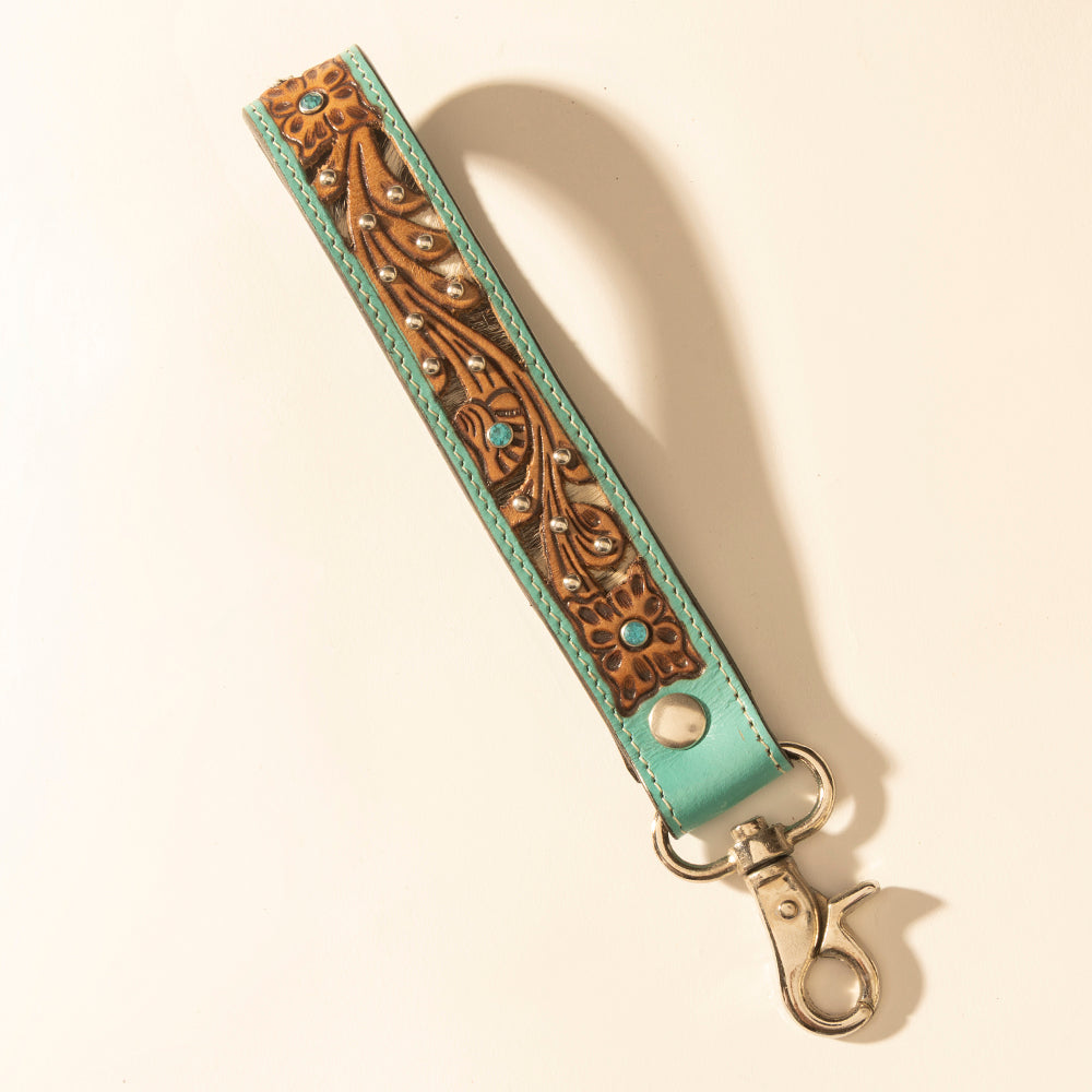 River Glen Handtooled Hairon Leather Key Fob Variant Combo