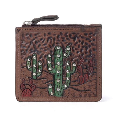 Briar Creek Handtooled Leather Credit Card Holder in Sage Tan