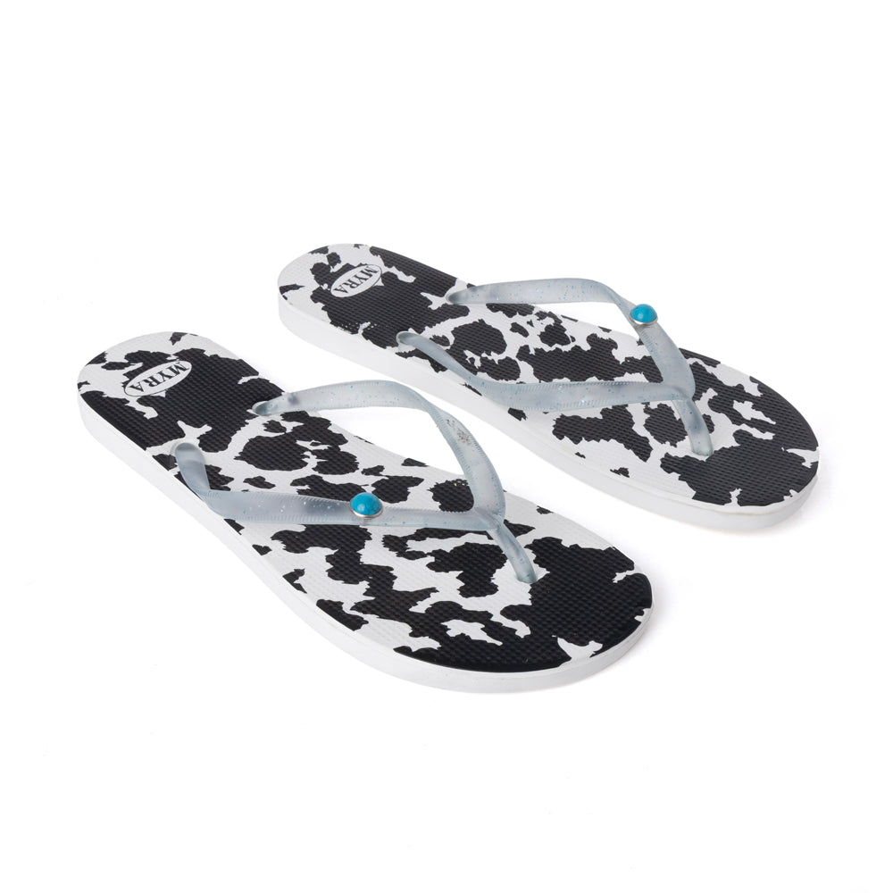 Shadow Ranch Cowhide Slippers in Stormhorn Black