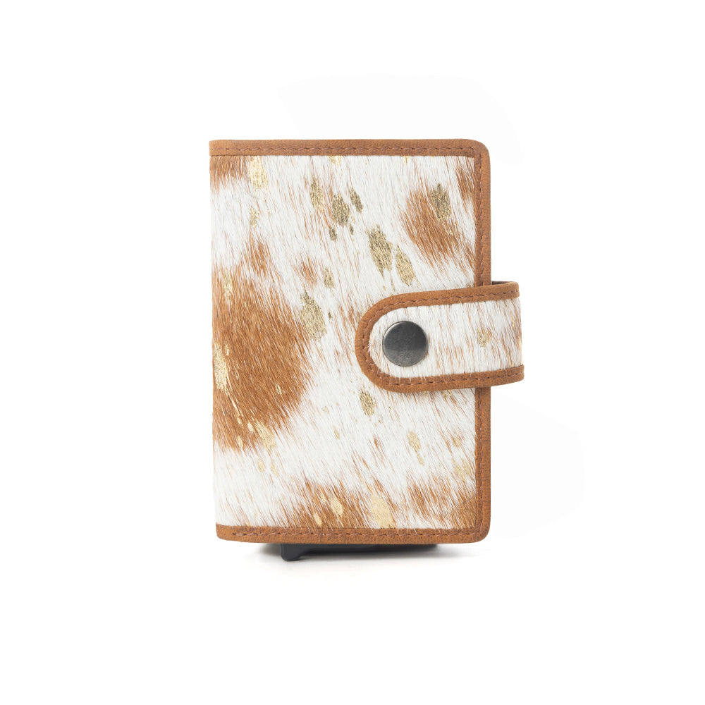 Myra Dune Star Hairon Leather Credit Card Holder in Rustic Brown