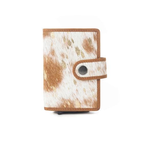 Myra Dune Star Hairon Leather Credit Card Holder in Rustic Brown