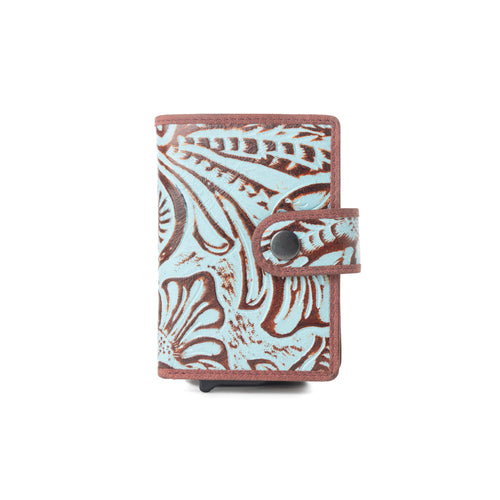 Myra Palamino Bloom Leather Credit Card Holder in Canyon Teal