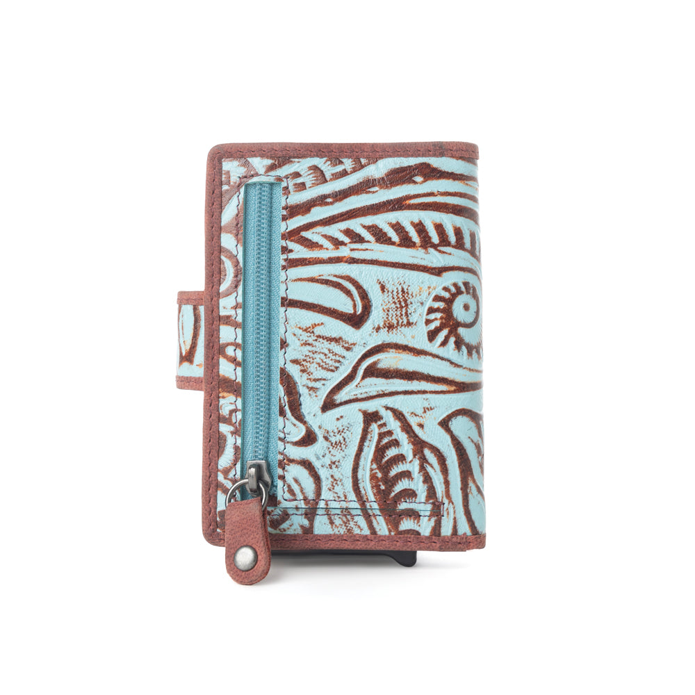Myra Palamino Bloom Leather Credit Card Holder in Canyon Teal