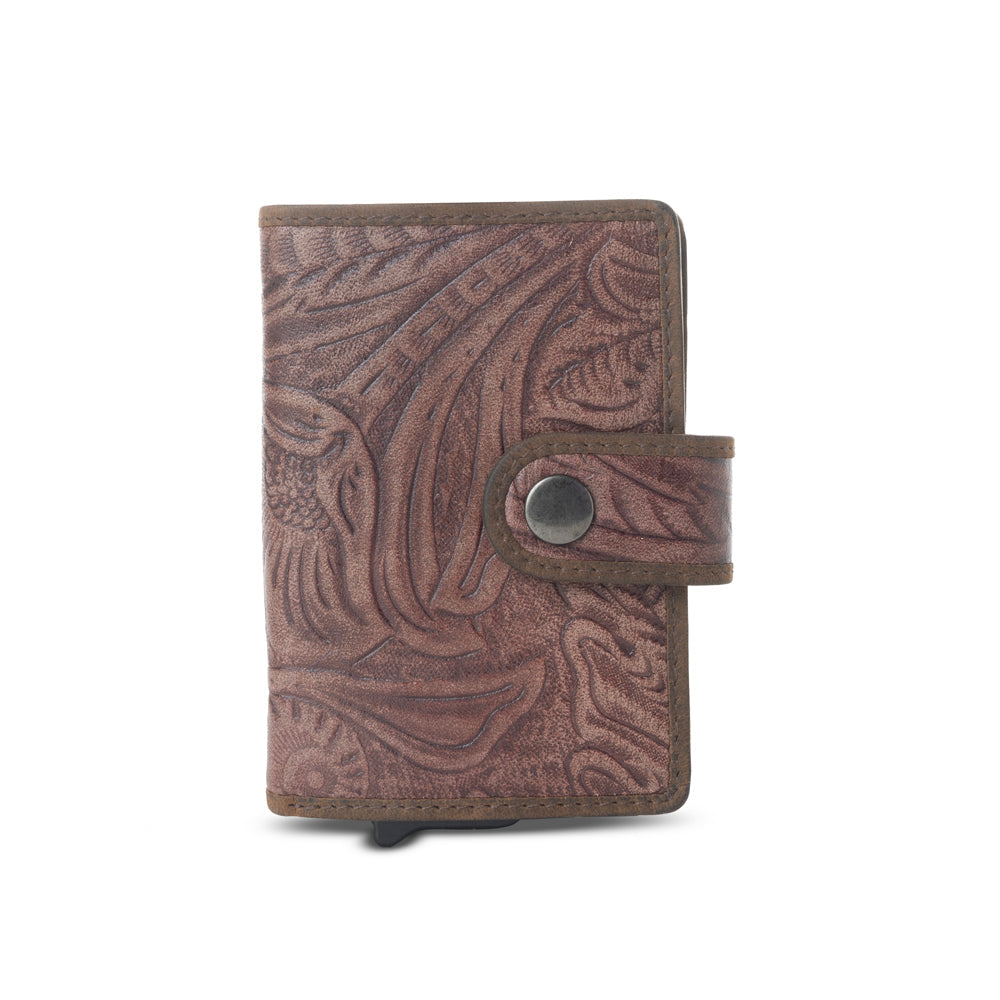Myra Laredo Trail Leather Credit Card Holder in Smoky Walnut