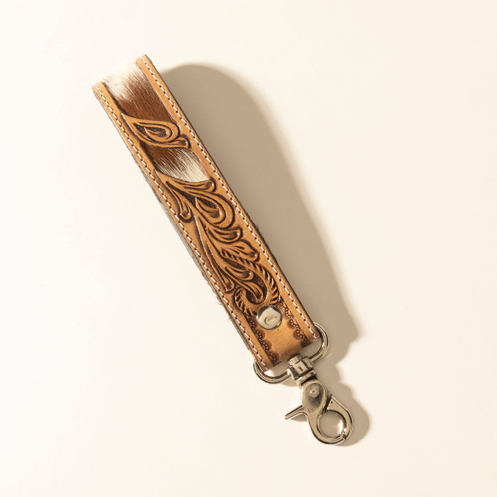 Myra Sedona Blaze Handtooled Leather Keyfob in Bronze Ember