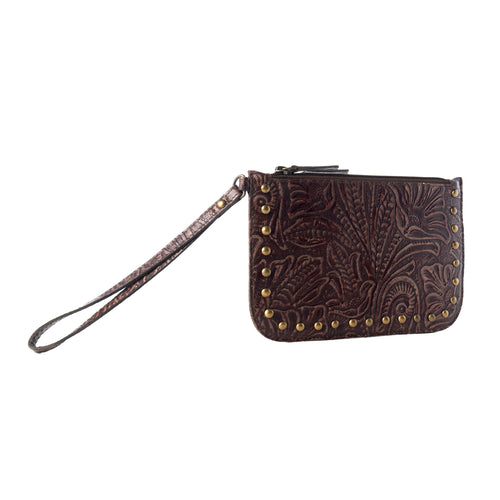 Petalwild Western Wallet for Women in brown with embossed detail