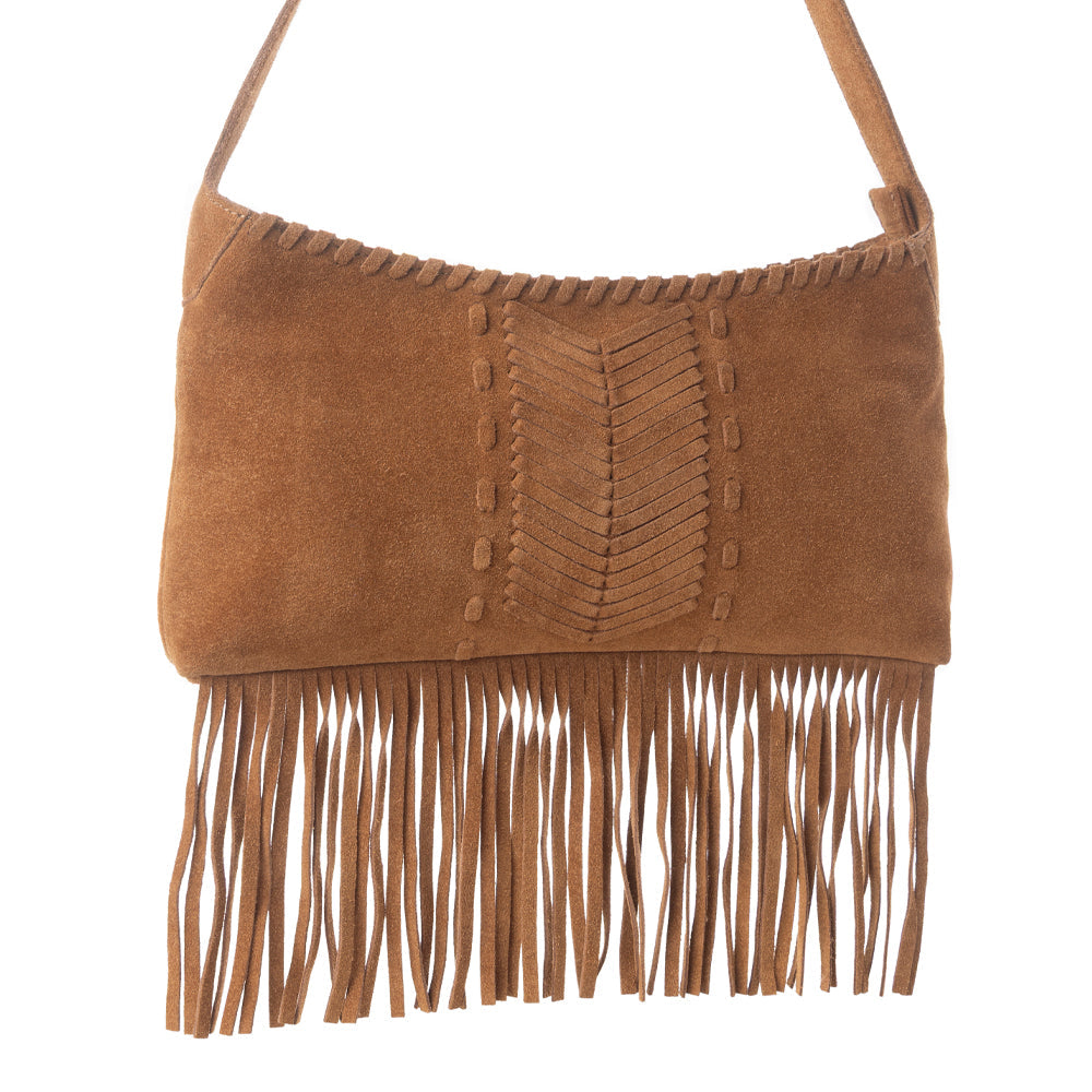 Myra Sierra Suede Fringed Leather Bag in Western Tan