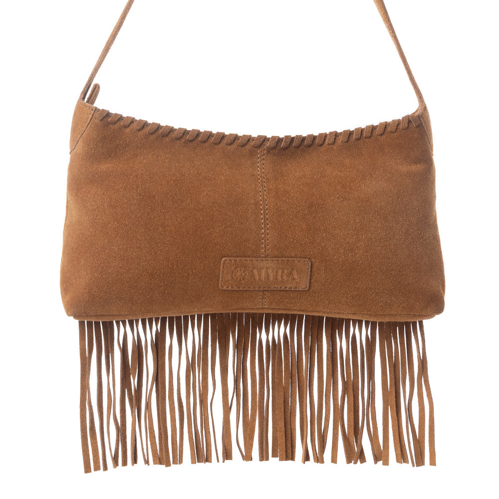 Myra Sierra Suede Fringed Leather Bag in Western Tan