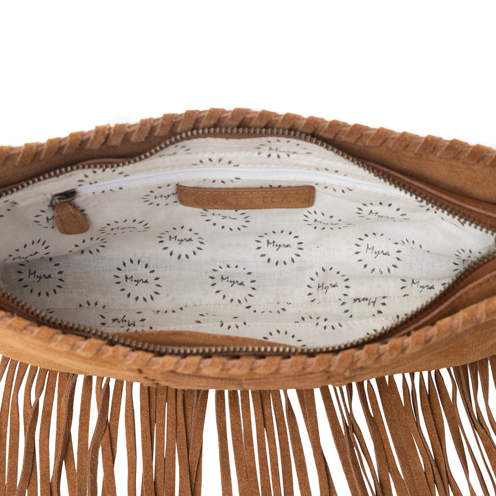 Myra Sierra Suede Fringed Leather Bag in Western Tan