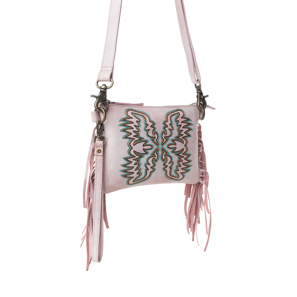 Myra ThunderFly Fringed Leather Bag in Sundown Blush