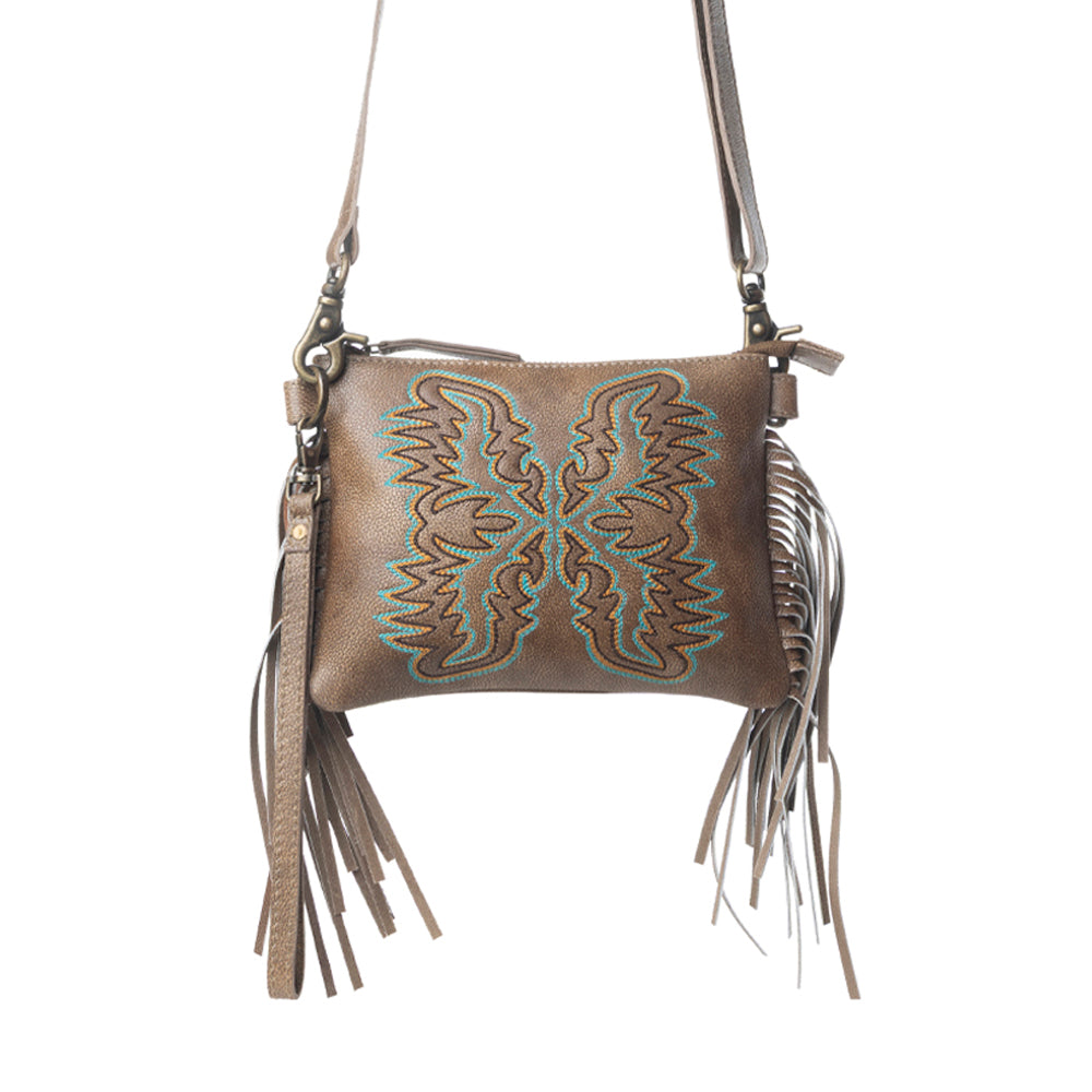 Myra ThunderFly Fringed Leather Bag in Mojave Brown