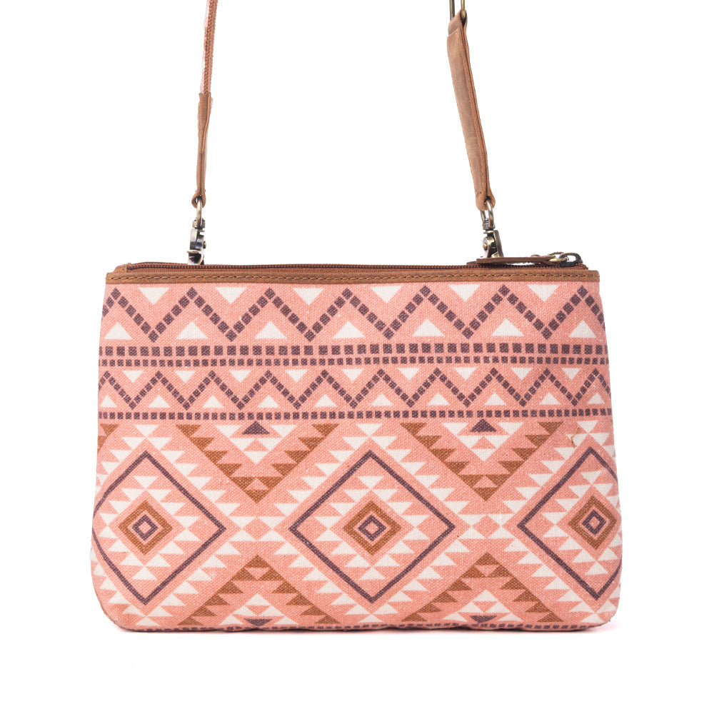 Tribal Hollow Cotton & Leather Crossbody Bag Variant Combo