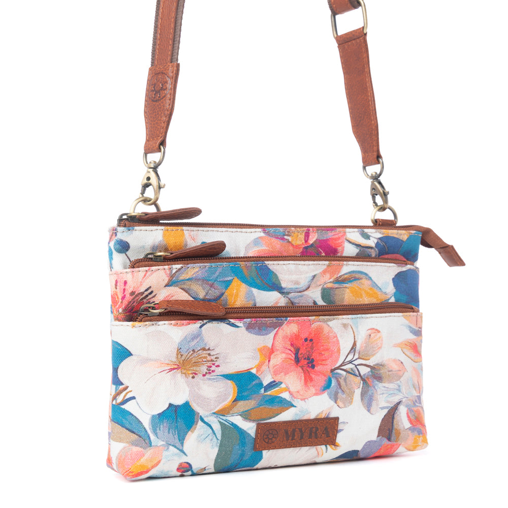Maple Ridge Cotton & Leather Crossbody Bag in Painted Ivory