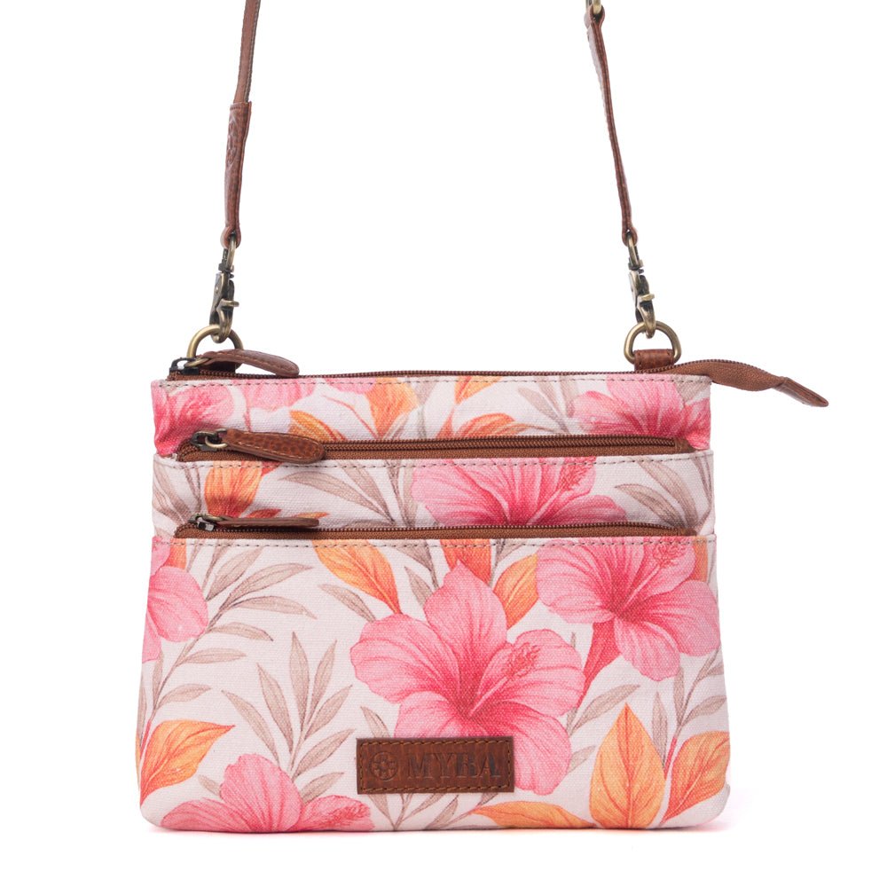Maple Ridge Cotton & Leather Crossbody Bag in Rose Petal