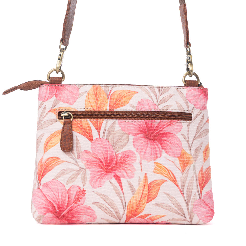Maple Ridge Cotton & Leather Crossbody Bag in Rose Petal