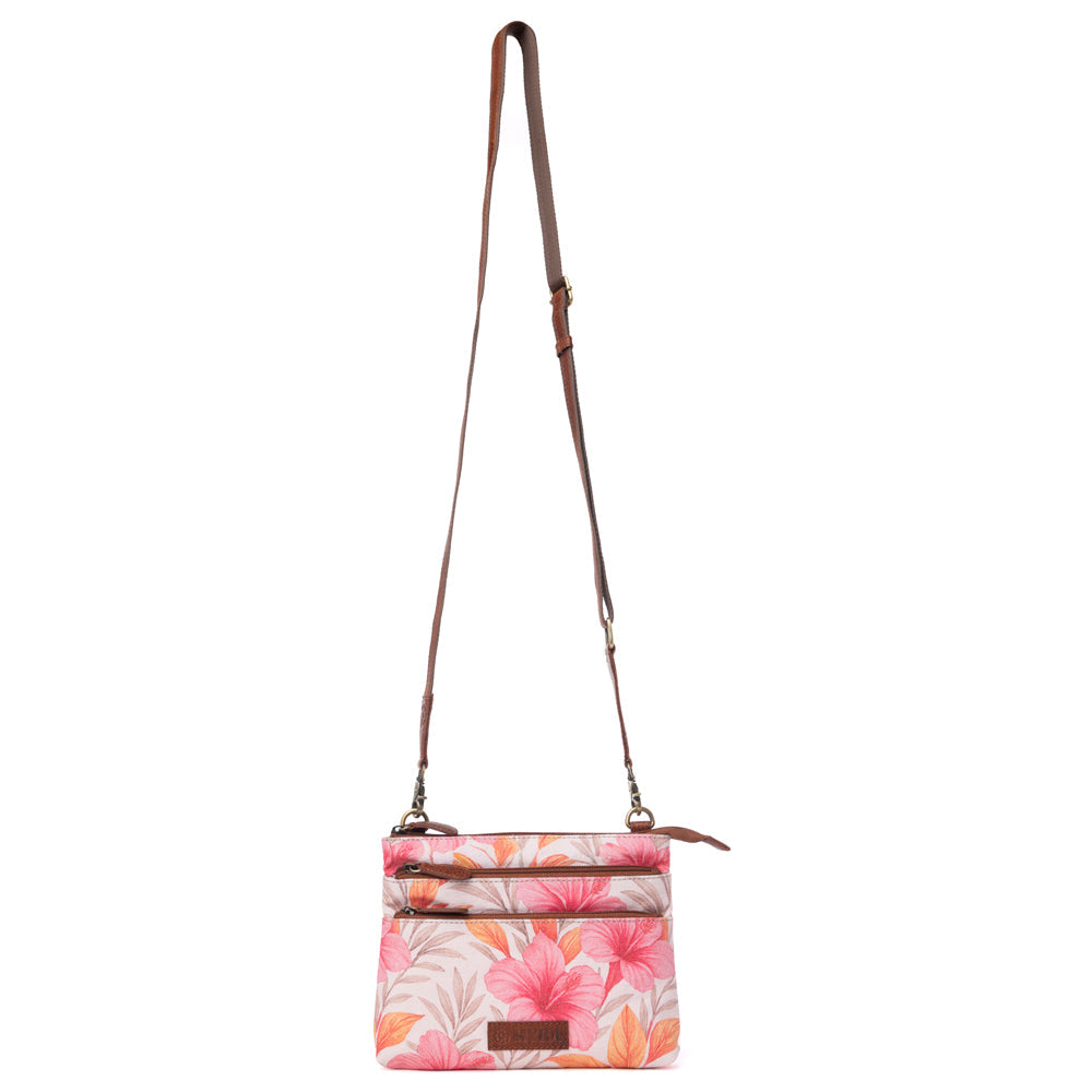Maple Ridge Cotton & Leather Crossbody Bag in Rose Petal
