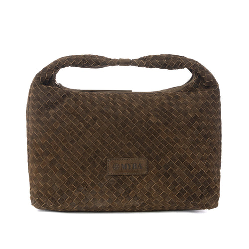 Saddle Weave Genuine Suede Leather Bag in Bridle Bronze
