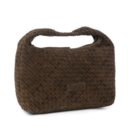 Saddle Weave Genuine Suede Leather Bag in Bridle Bronze