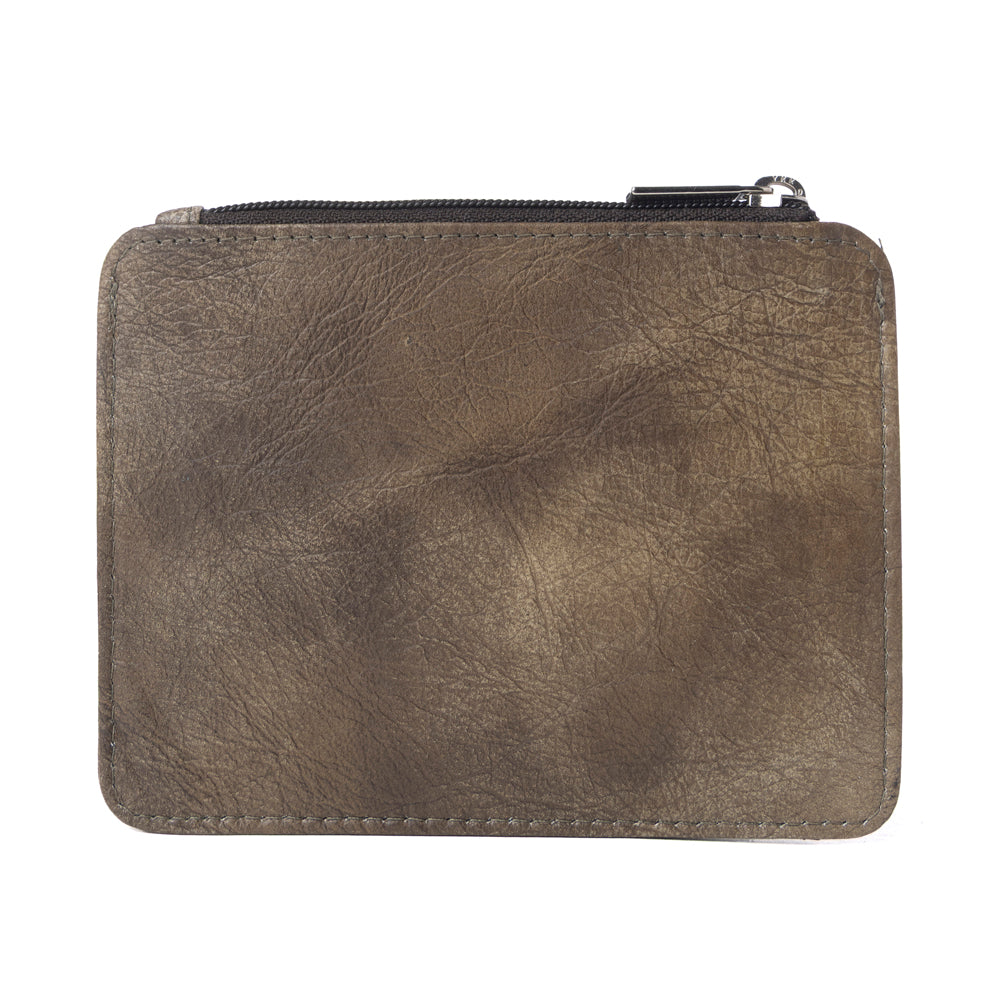 Driftwood Cove Embossed Leather Credit Card Holder in Olive Brown