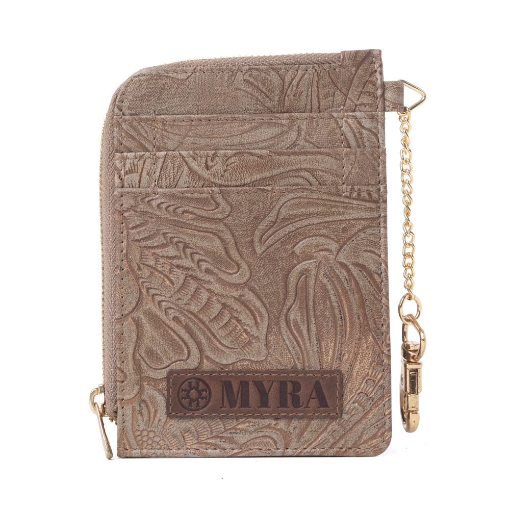 Summer Grove Embossed Leather Credit Card Holder in Desert Taupe