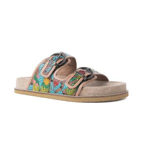 Rio Verde Handtooled Leather Sandals in Agave Blue