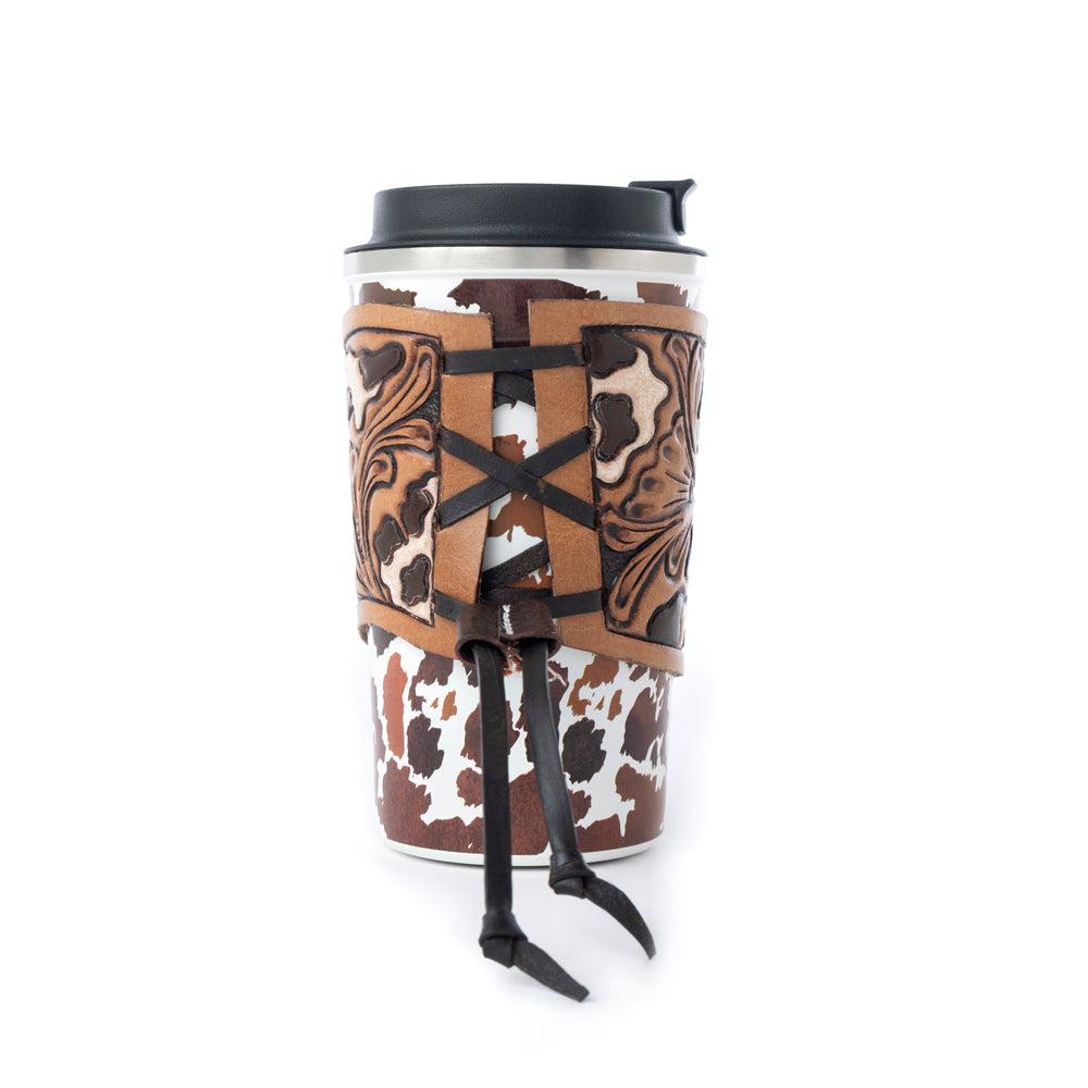 Western Trail Brew Stainless Steel Mug in Brown Leapard Print