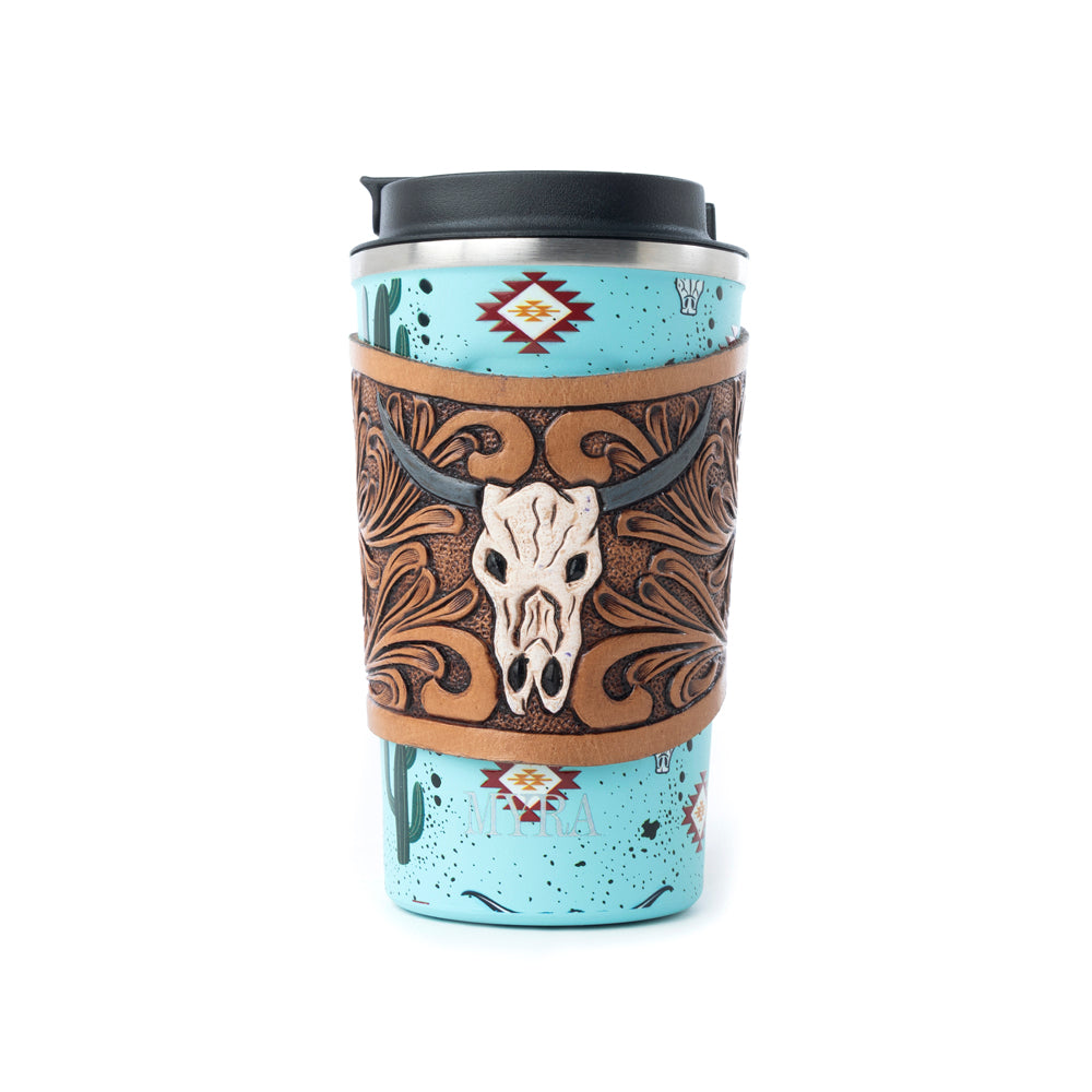 Western Trail Brew Stainless Steel Mug in Cactus Geometry