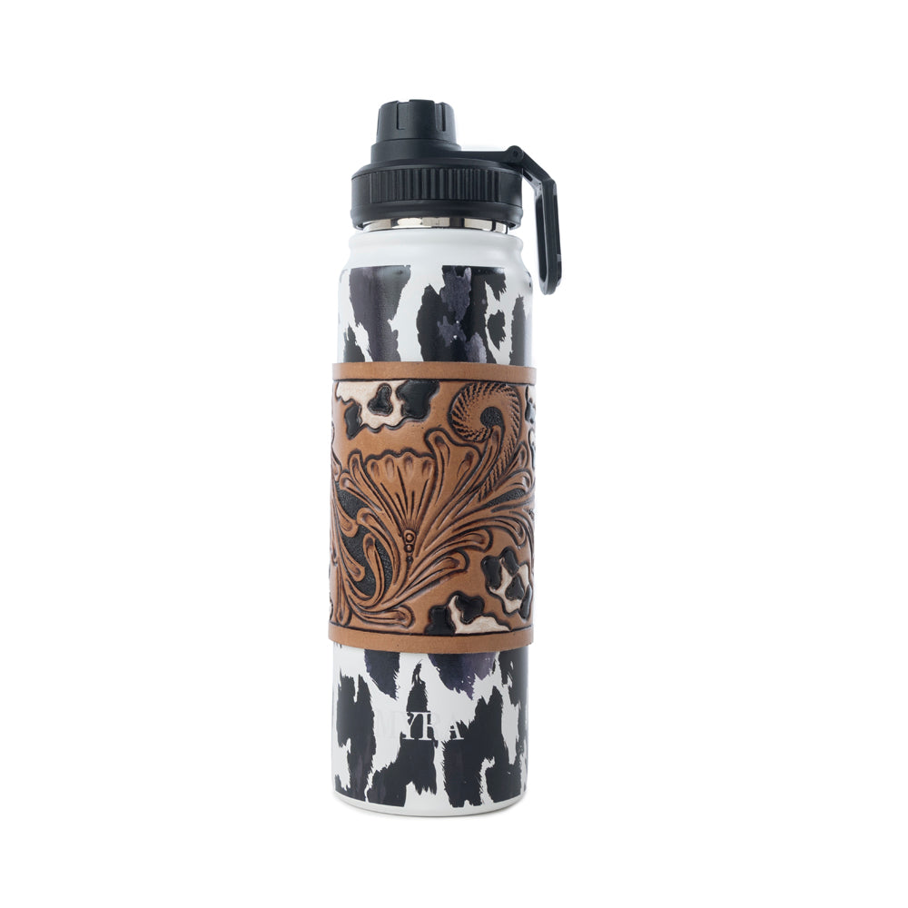 Moo & Bloom Stainless Steel Water Bottle in Black Leopard Print