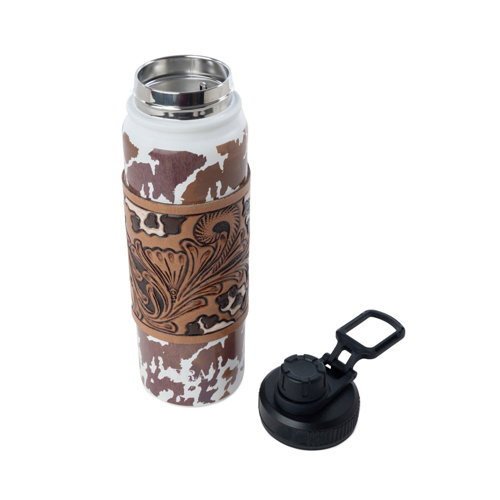 Moo & Bloom Stainless Steel Water Bottle in Brown Leopard Print