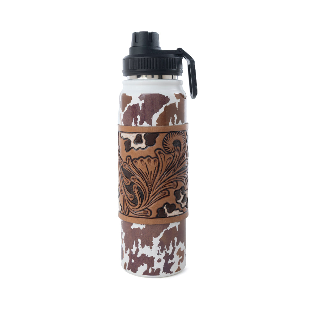 Moo & Bloom Stainless Steel Water Bottle in Brown Leopard Print