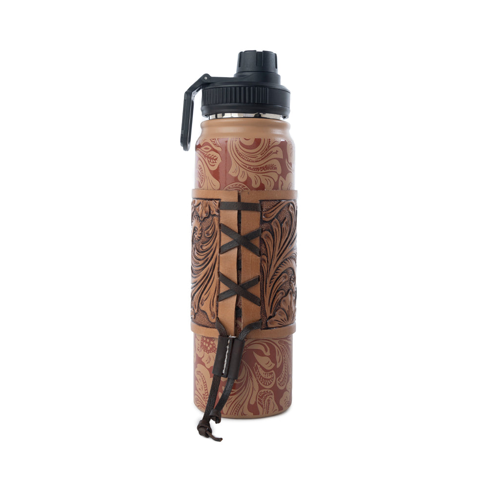 Moo & Bloom Stainless Steel Water Bottle in Brown Baroque