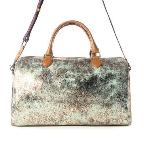 Myra Ranger's Echo Snake Print Leather Duffle Bag for Men in Faded Sage