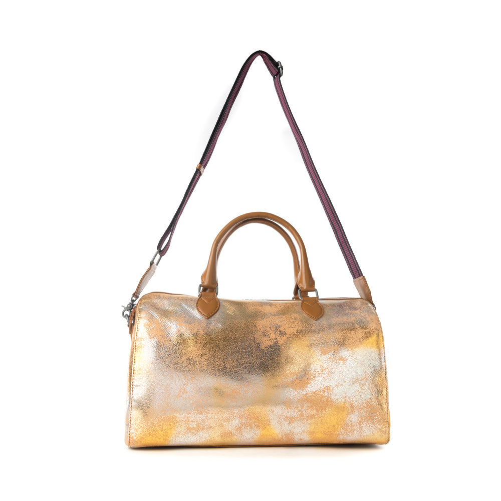 Myra Ranger's Echo Snake Print Leather Duffle Bag for Men in Molten Sunset