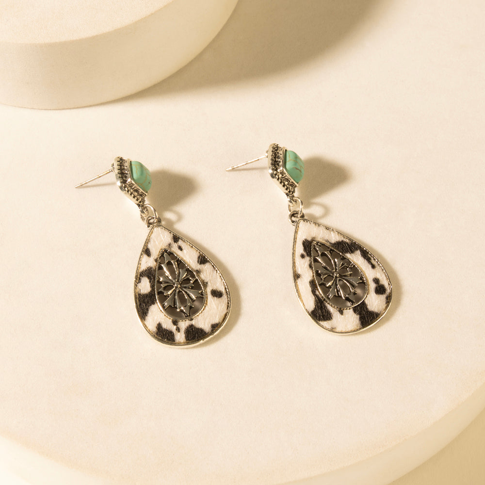 Hide and Halo Earrings in Turquoise