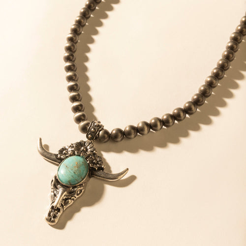 Stone & Horn Chain in Ash Beads