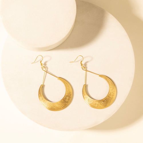 Crescent Earrings in Amber