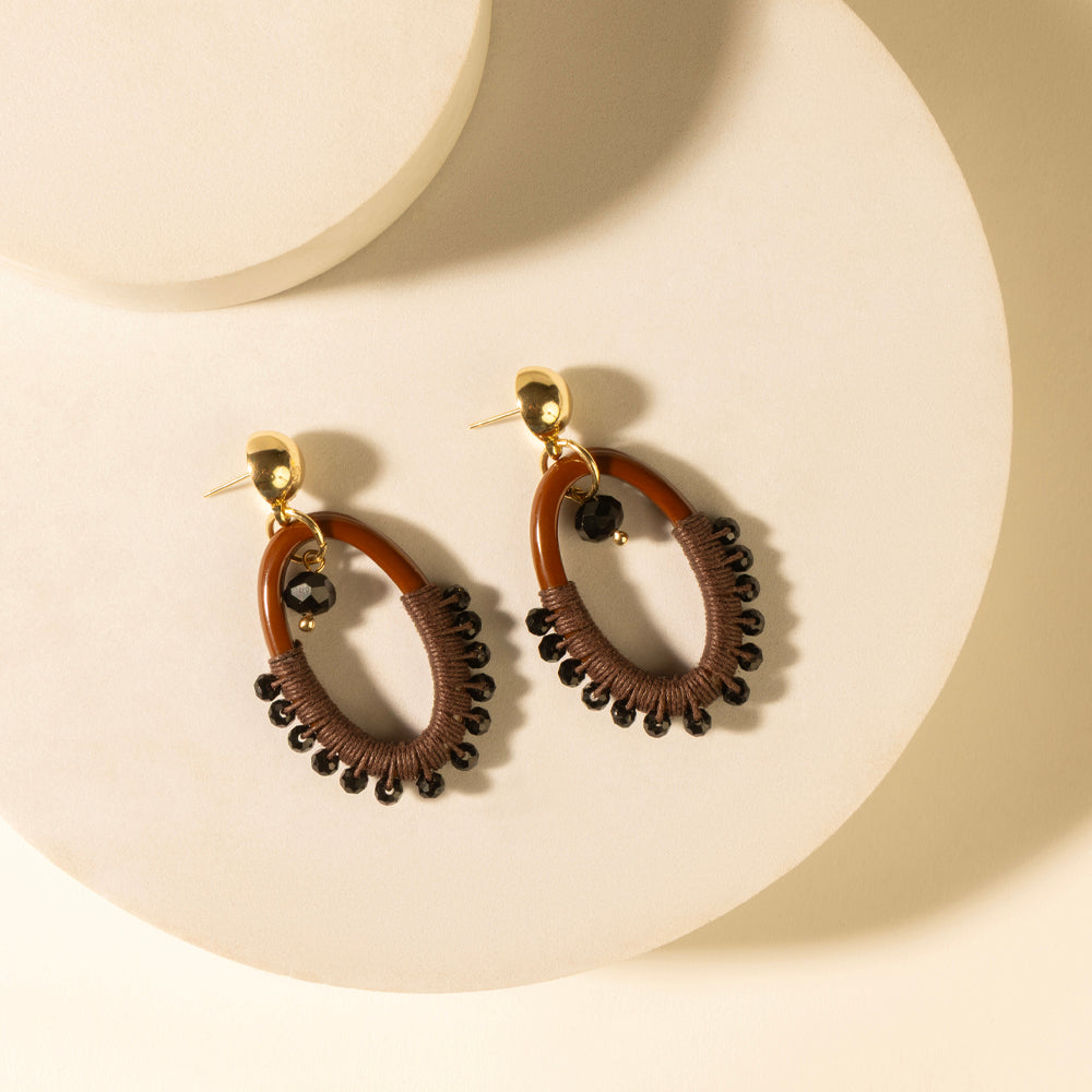 Loom ovals earrings in brown