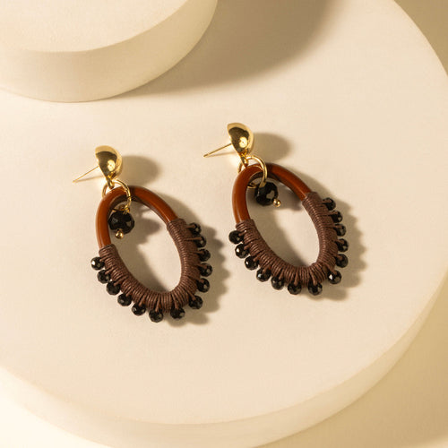 Loom ovals earrings in brown