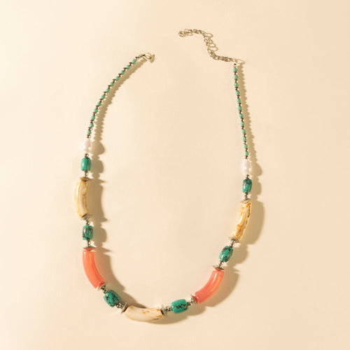 Amber Fire and Blue Sky Necklace in Turquoise