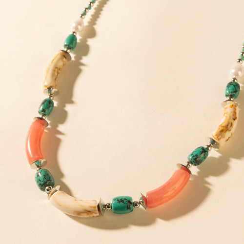 Amber Fire and Blue Sky Necklace in Turquoise
