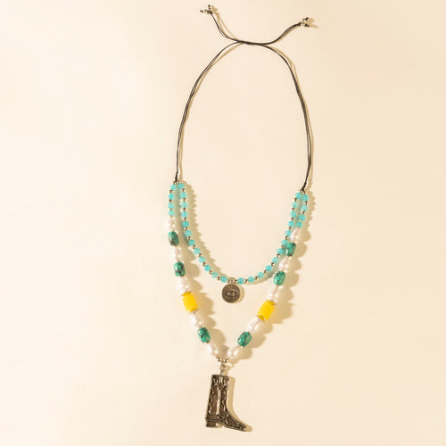 The Long Walk Layered Necklace in Turquoise