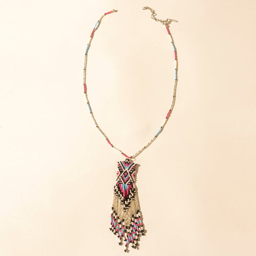 Sky and Coral in necklace in Turquoise