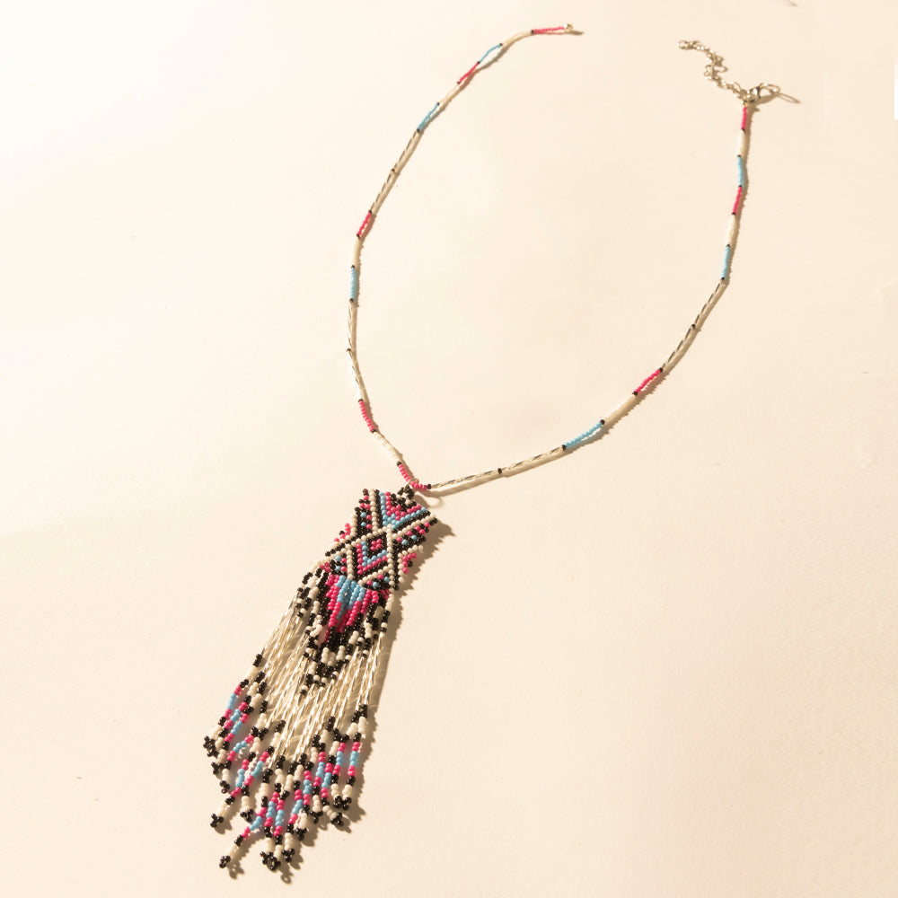 Sky and Coral in necklace in Turquoise
