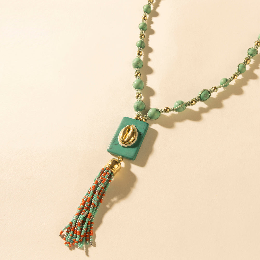 Sun strung beaded necklace in Turquoise