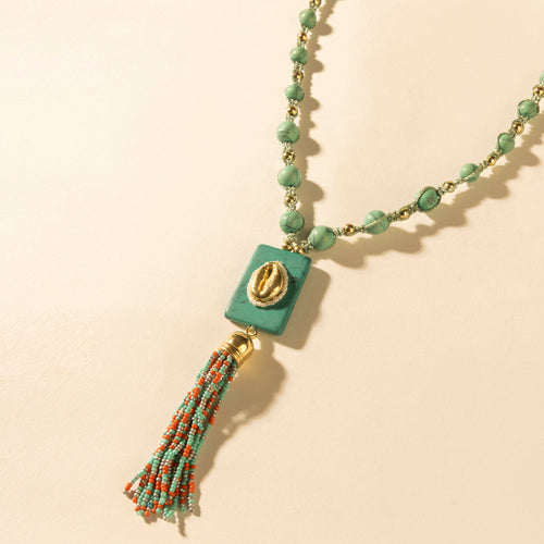 Sun strung beaded necklace in Turquoise