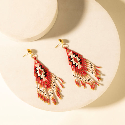 Starfall Fringe Earrings in Rust Ember