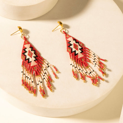 Starfall Fringe Earrings in Rust Ember