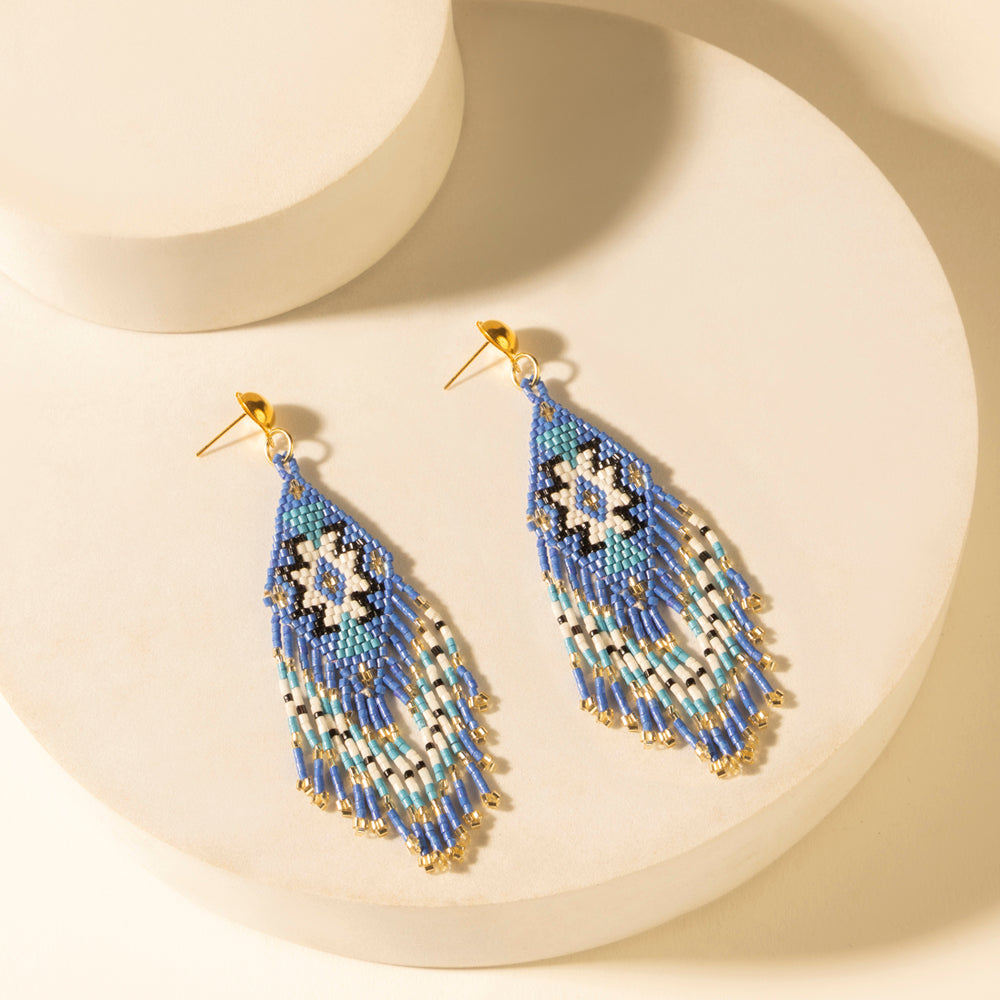 Starfall Fringe Earrings in Cobalt Horizon